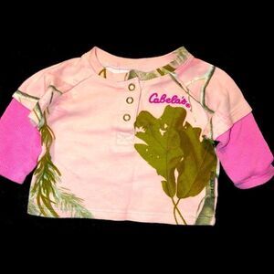 NWOT Girls 3M Cabela’s LS Pink Camo Shirt